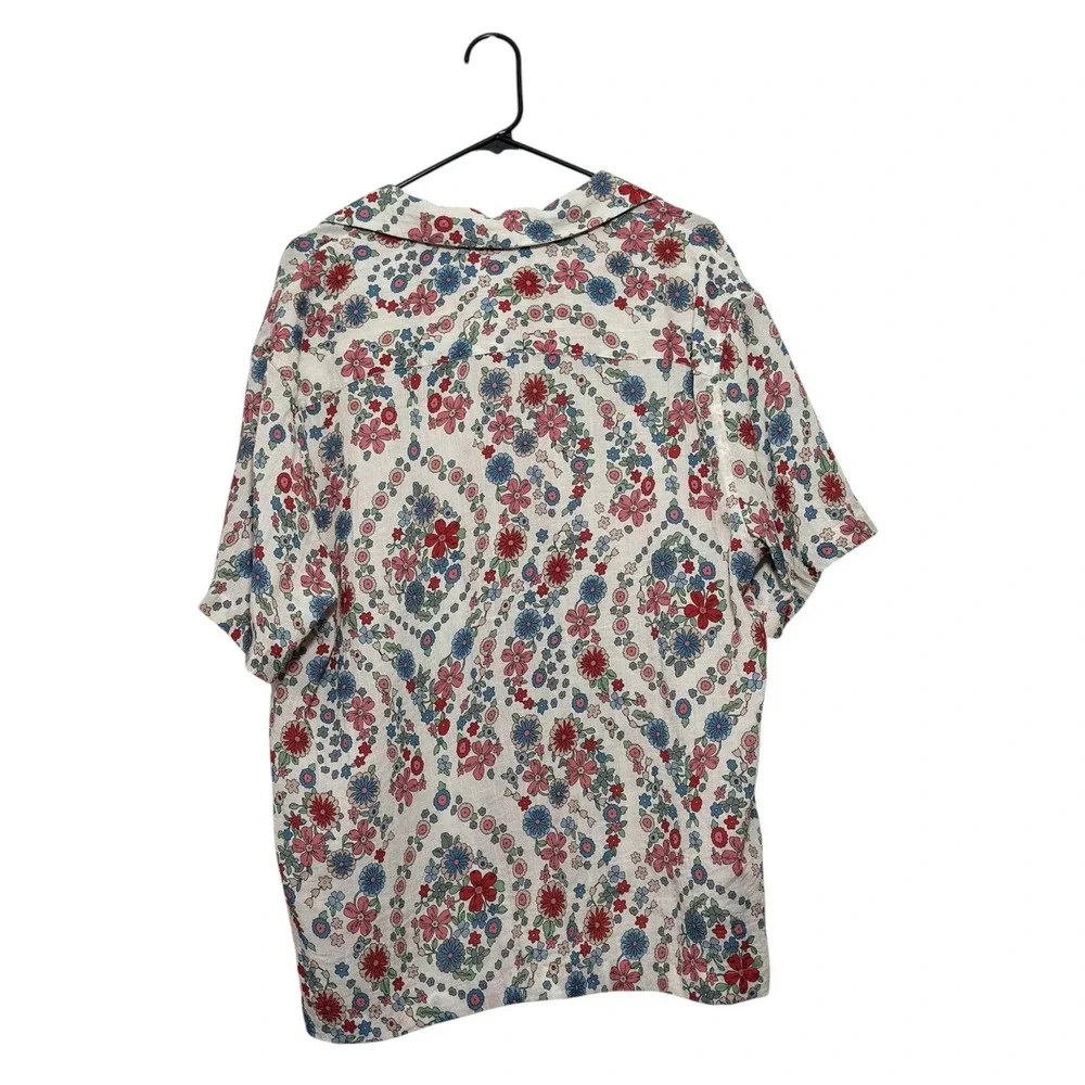 Denim & Flower Floal Print Camp Shirt Short Sleeve Button Up Men's Size XL